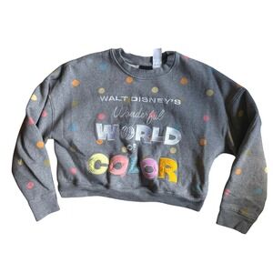 Disney 100th Anniversary Women's Cropped Sweatshirt Wonderful World of Color S